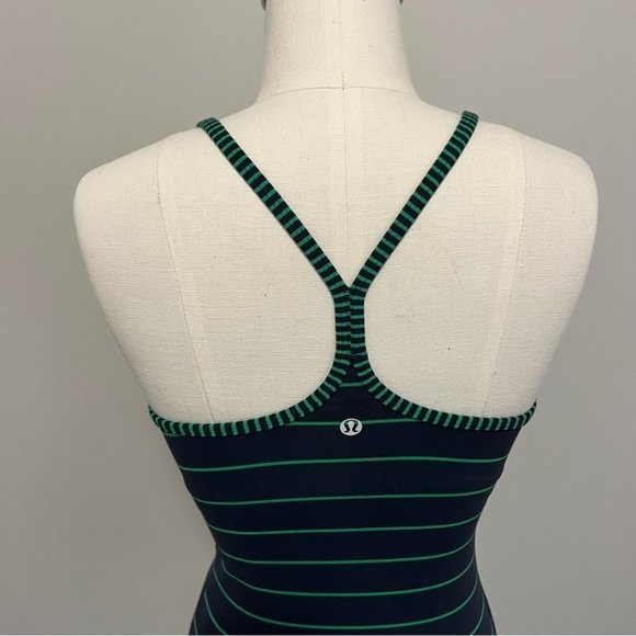 Lululemon Power Y Tank Top Stripe Green Bean Inkwell Navy - Picture 11 of 14